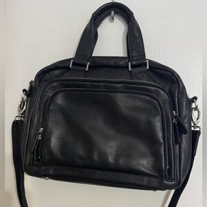 Danier Unisex Leather Black Briefcase Bag